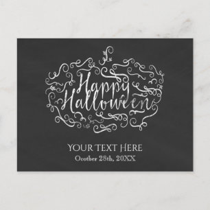Elegant Chalkboard Pumpkin Happy Halloween Briefkaart
