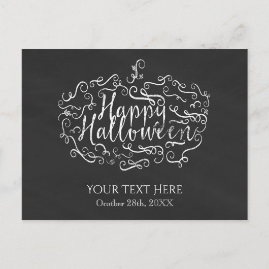 Elegant Chalkboard Pumpkin Happy Halloween Briefkaart (Voorkant)