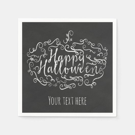 Elegant Chalkboard Pumpkin Happy Halloween Party Servet (Voorkant)