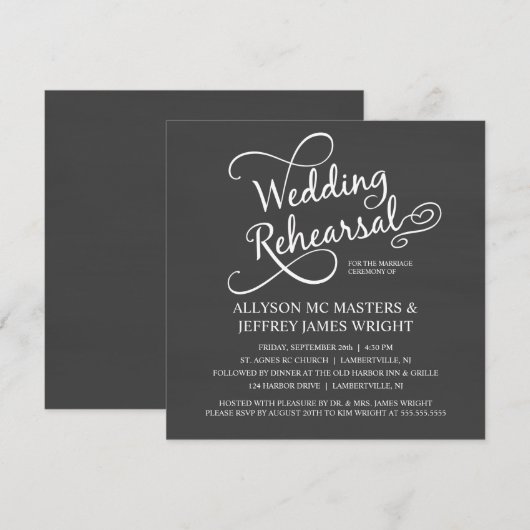 Elegant Chalkboard repetitie Dinner Invitations Kaart (Voorkant / Achterkant)