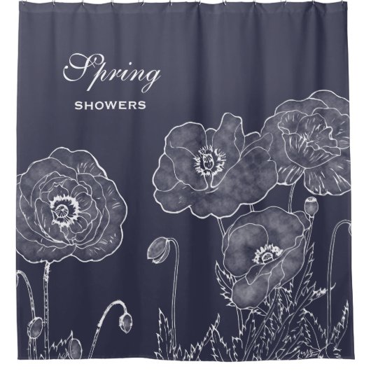 Elegant Chalkboard Spring Floral - Aangepaste kleu Douchegordijn (Voorkant)