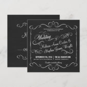 Elegant Chalkboard Square Wedding Invitations Kaart (Voorkant / Achterkant)