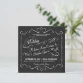 Elegant Chalkboard Square Wedding Invitations Kaart (Staand voorkant)