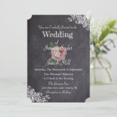 Elegant Chalkboard Style  Roos Wedding Kaart (Staand voorkant)