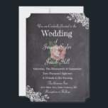 Elegant Chalkboard Style  Roos Wedding Kaart<br><div class="desc">Fancy charmerend land met zwarte en witte kleur of de uitnodiging tot het bloemen van het huwelijk. Deze trouwuitnodigingen zijn eenvoudig maar elegant. Ga enkel naar het aanpassingsgebied om uw eigen het spuiten informatie in toe te voegen.</div>