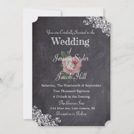 Elegant Chalkboard Style  Roos Wedding Kaart