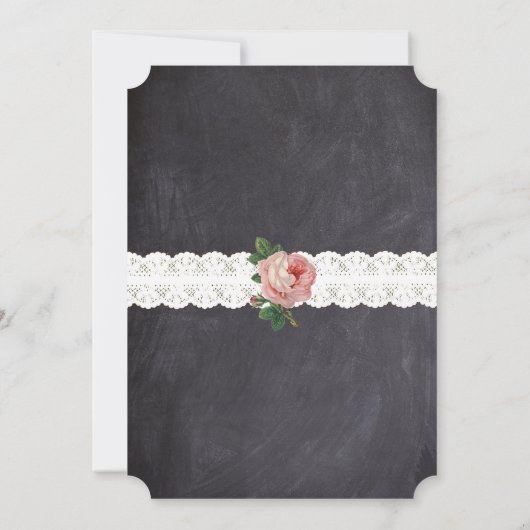 Elegant Chalkboard Style  Roos Wedding Kaart (Achterkant)