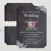 Elegant Chalkboard Style  Roos Wedding Kaart (Voorkant / Achterkant)