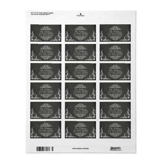 Elegant Chalkboard Swirl Christmas Address Label (Full Sheet)