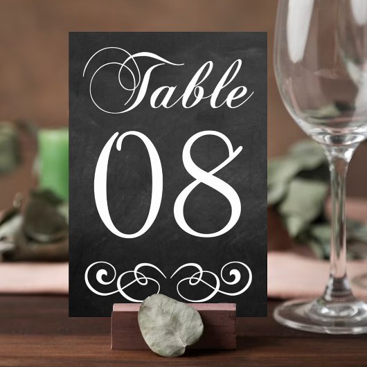 Elegant Chalkboard Weddenschappen Table Number Kaart