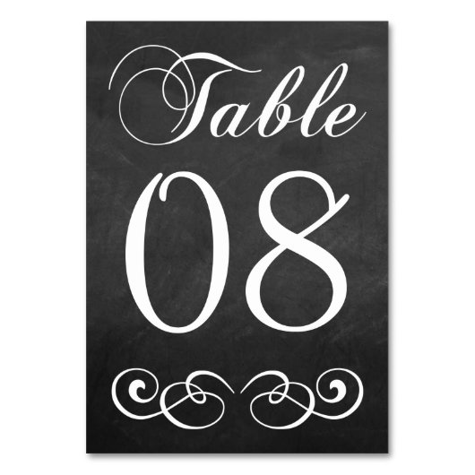 Elegant Chalkboard Weddenschappen Table Number Kaart (Voorkant)