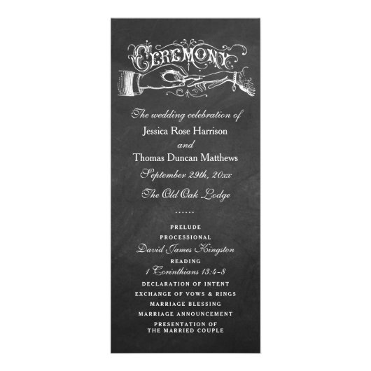 Elegant Chalkboard Wedding Ceremony Programma's (Voorkant)