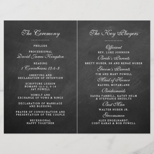 Elegant Chalkboard Wedding Ceremony Programma's (Achterkant)