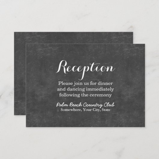 Elegant Chalkboard Wedding Reception Informatiekaartje (Voorkant / Achterkant)