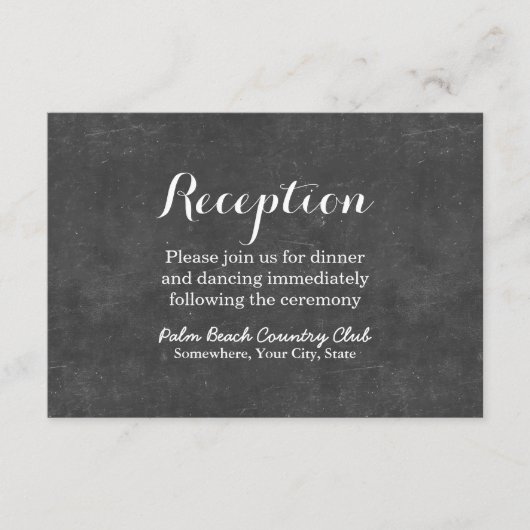 Elegant Chalkboard Wedding Reception Informatiekaartje (Voorkant)