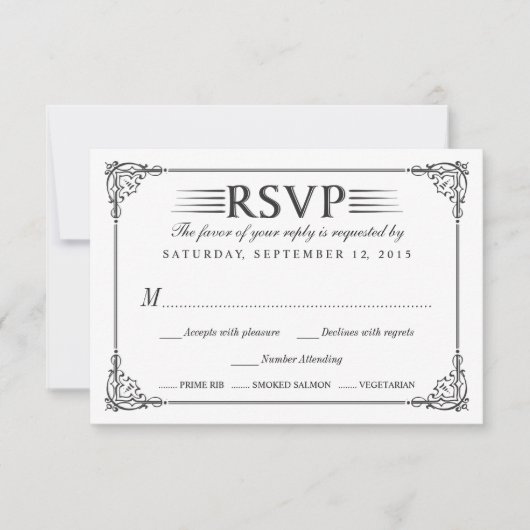 Elegant Chalkboard Wedding Reply Cards RSVP Kaartje (Voorkant)
