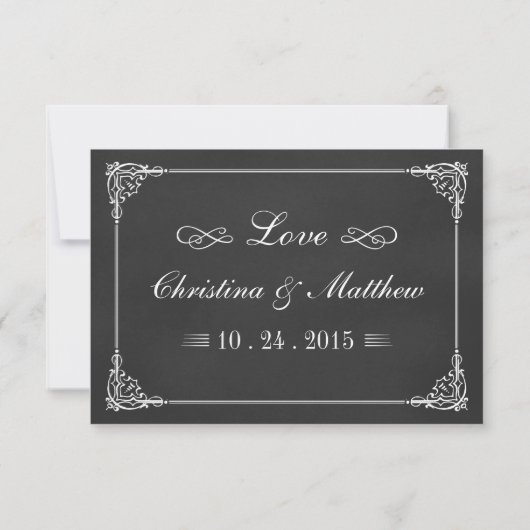 Elegant Chalkboard Wedding Reply Cards RSVP Kaartje (Achterkant)