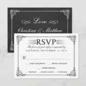 Elegant Chalkboard Wedding Reply Cards RSVP Kaartje (Voorkant / Achterkant)