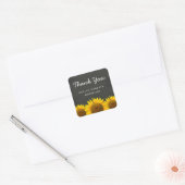 Elegant Chalkboard Yellow Sunflower Dank u Vierkante Sticker (Envelop)