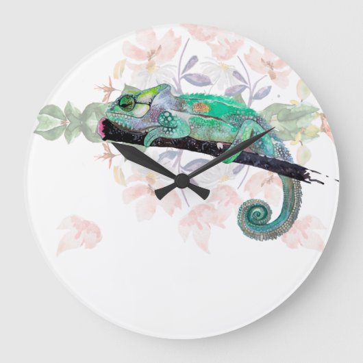 Elegant Chameleon Painted Acrylic Wall Clock Grote Klok (Voorkant)
