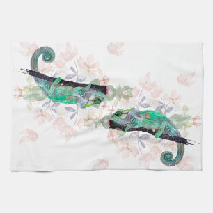 Elegant Chameleon Painted Kitchen Towels Theedoek