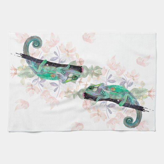 Elegant Chameleon Painted Kitchen Towels Theedoek (Horizontaal)