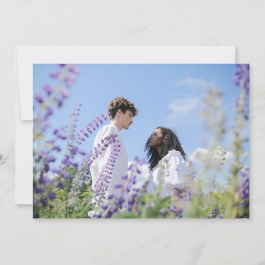 Elegant Champagn Violet Tulip Photo Weddenschap Kaart (Achterkant)