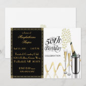 Elegant Champagne 50th Birthday Party Invitation Kaart (Voorkant / Achterkant)