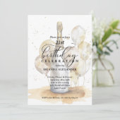 Elegant Champagne and Balloons 21st Birthday Kaart (Staand voorkant)