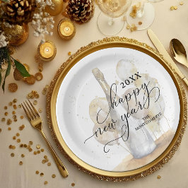 Elegant Champagne and Balloons Happy New Year Papieren Bordje