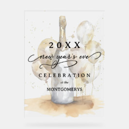 Elegant Champagne and Balloons New Year's Eve Acryl Bord