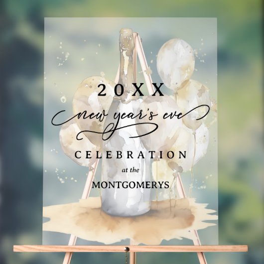 Elegant Champagne and Balloons New Year's Eve Acryl Bord (Neutraal)