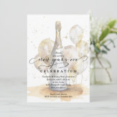 Elegant Champagne and Balloons New Year's Eve Kaart (Staand voorkant)