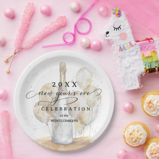 Elegant Champagne and Balloons New Year's Eve Papieren Bordje (Feest)