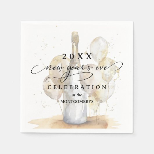 Elegant Champagne and Balloons New Year's Eve Servet (Voorkant)