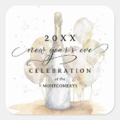 Elegant Champagne and Balloons New Year's Eve Vierkante Sticker (Voorkant)