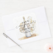 Elegant Champagne and Balloons New Year's Eve Vierkante Sticker (Envelop)
