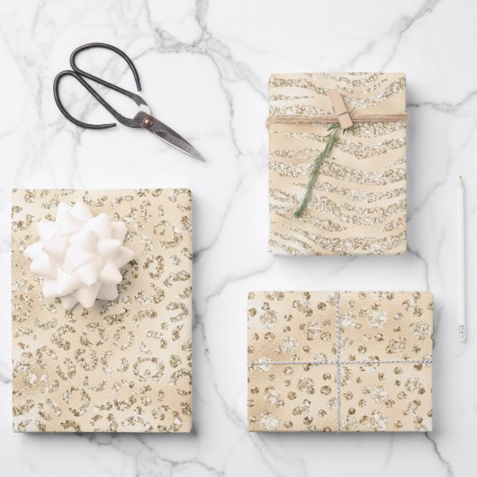 Elegant Champagne Animal Print Patronen Inpakpapier Vel (Voorkant)