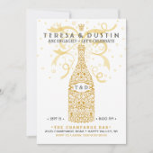 Elegant Champagne Bottle Engagement Party Kaart (Voorkant)