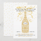 Elegant Champagne Bottle Engagement Party Kaart (Voorkant / Achterkant)