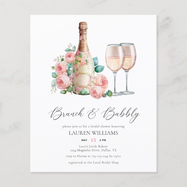 Elegant Champagne Brunch & Bubble Vrijgezellenfees (Voorkant)