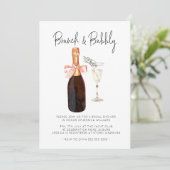 Elegant Champagne Brunch & Bubble Vrijgezellenfees Kaart (Staand voorkant)