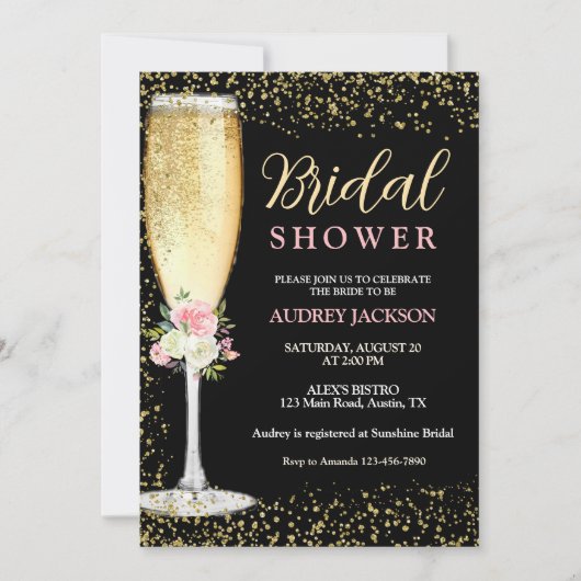 Elegant Champagne Brunch Floral Vrijgezellenfeest Kaart (Voorkant)