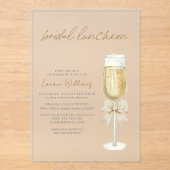 Elegant Champagne Chic Bow Script Bridal Luncheon Acryl Uitnodigingen (Voorkant)