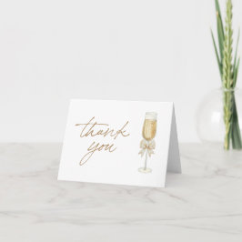 Elegant Champagne Chic Bow Script Thank You Card Bedankkaart