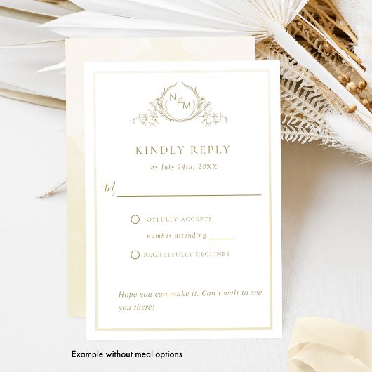 Elegant Champagne Cream Monogram, Waterverf RSVP