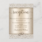 Elegant Champagne Damask Glitter Wedding Reception Informatiekaartje (Voorkant)