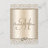 Elegant Champagne Damask Glitter Wedding Reception Informatiekaartje (Achterkant)