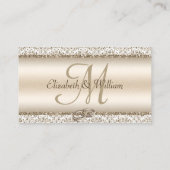 Elegant Champagne Damask Monogram Wedding Website Informatiekaartje (Achterkant)
