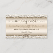 Elegant Champagne Damask Monogram Wedding Website Informatiekaartje (Voorkant)